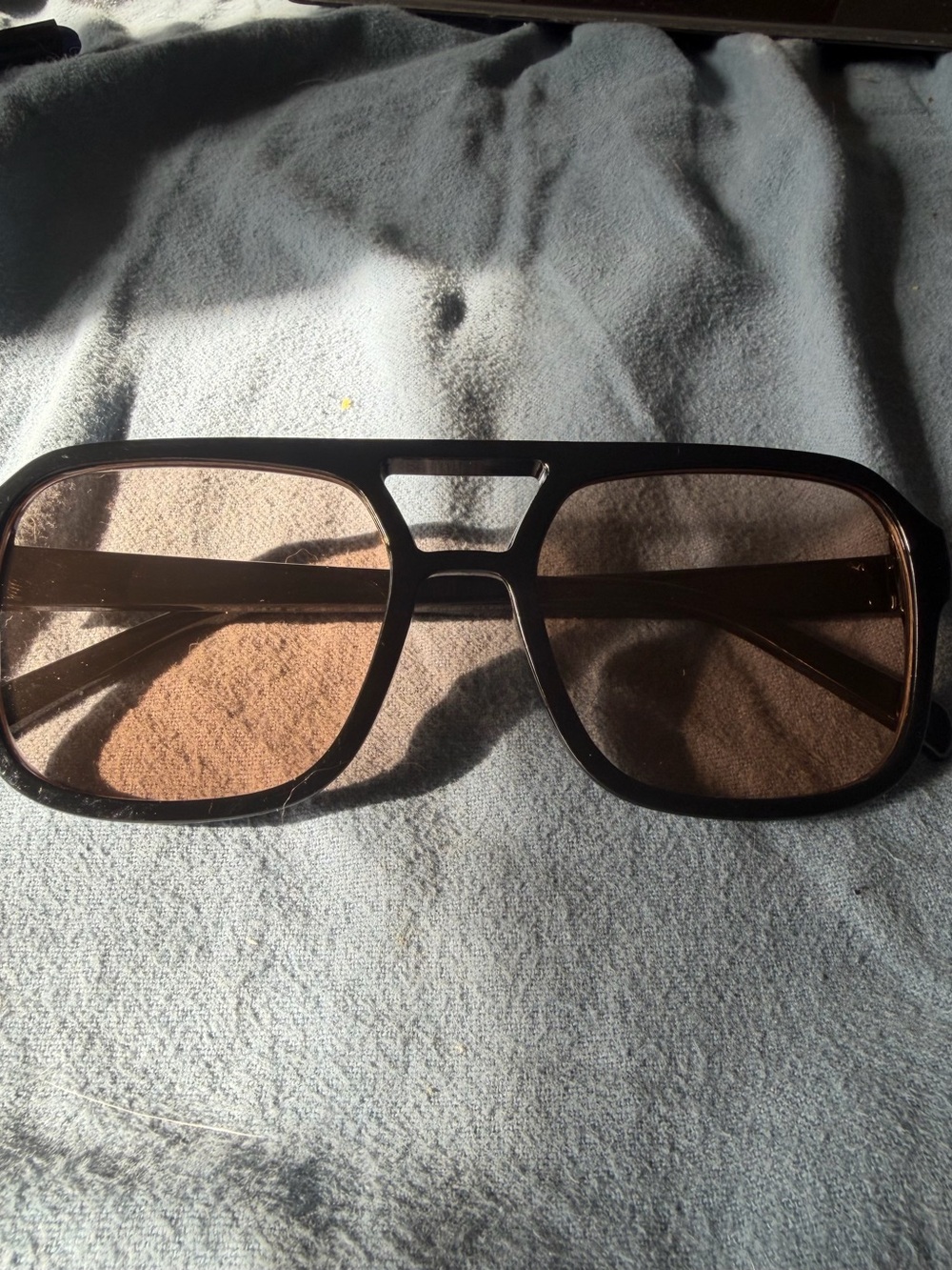 Retro Oversized Square Sunglasses - Brown Lenses, Black Frame Brand new